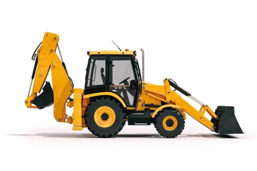 Backhoe loader on construction site