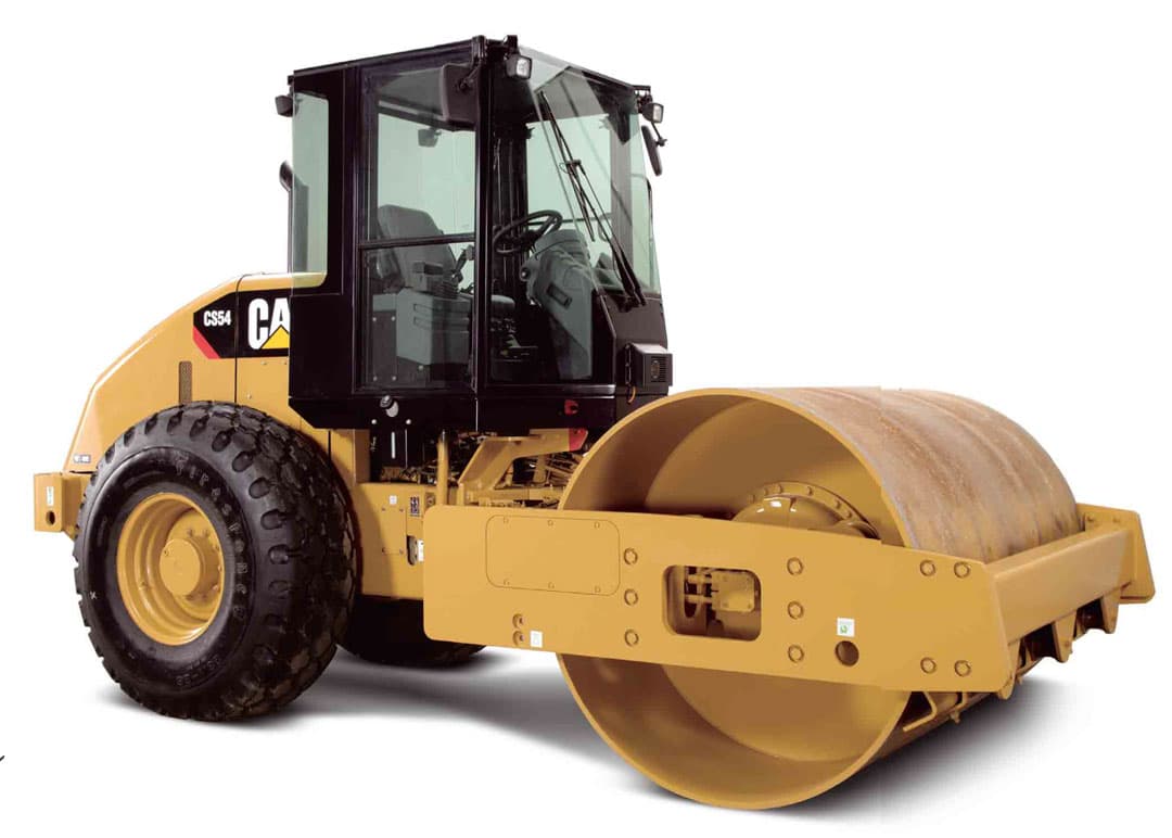 Road roller compacting asphalt